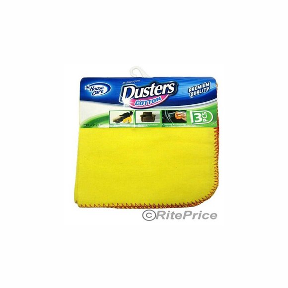 12 PCS (4 Pack) 100% Pure Cotton Yellow Multi-Purpose Dusters Cleaning Cloths - Picture 4 of 11